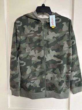 Cat & Jack Green Camo Full-Zip Hoodie-XL 14
